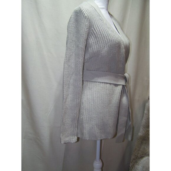 Naturals d & co.  Sweater Cardigan Cotton Medium Beige Belt - Picture 2 of 8